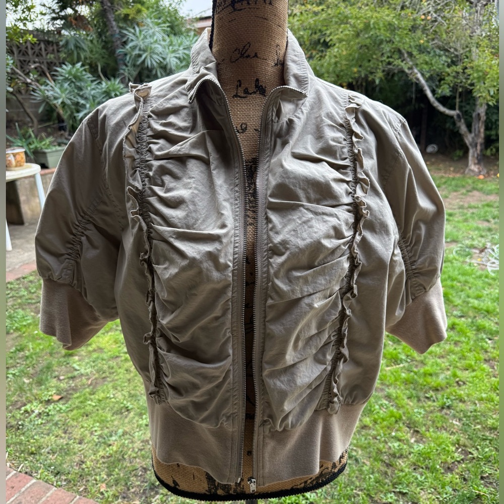 Torrid Tan Bomber Jacket with Ruffle Detail - Picture 2 of 4
